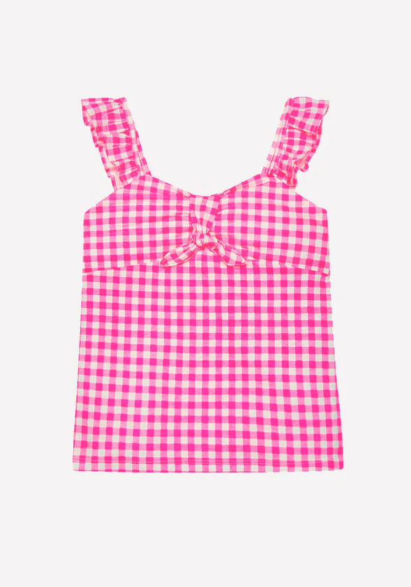 Gingham Flutter Sleeve Tank - Image 3