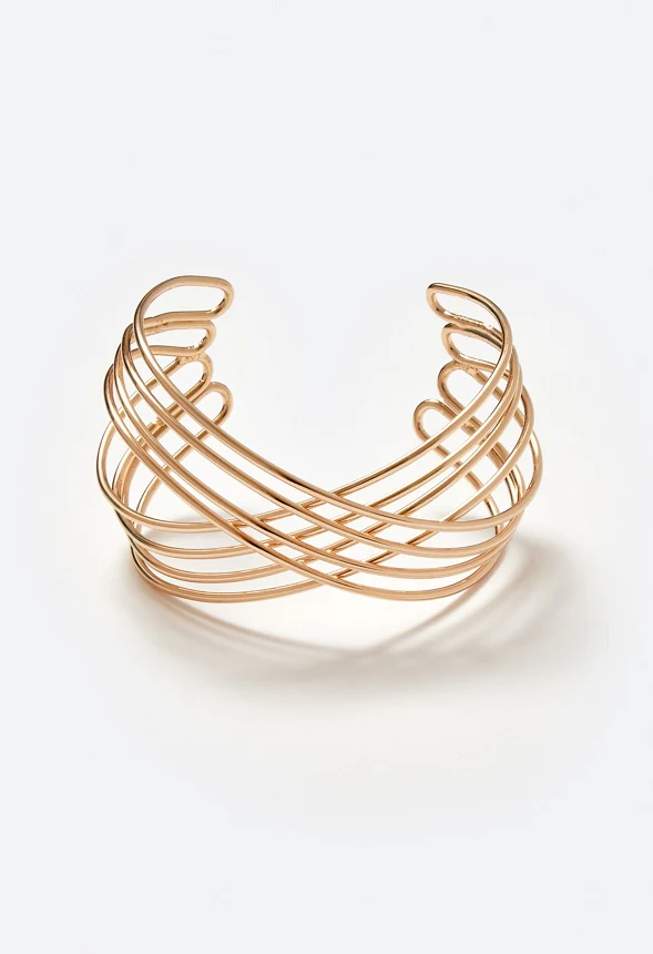 Gio Adjustable Multi Wired Criss Cross Cuff Bracelet - Image 2