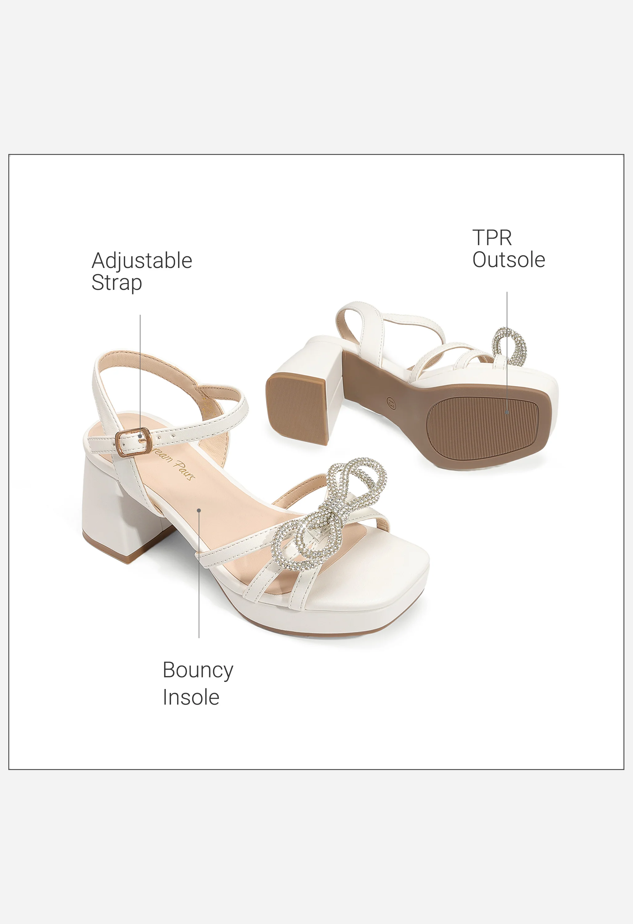 Girls' Bow Flower Open Toe Block Heel Sandals - Image 4