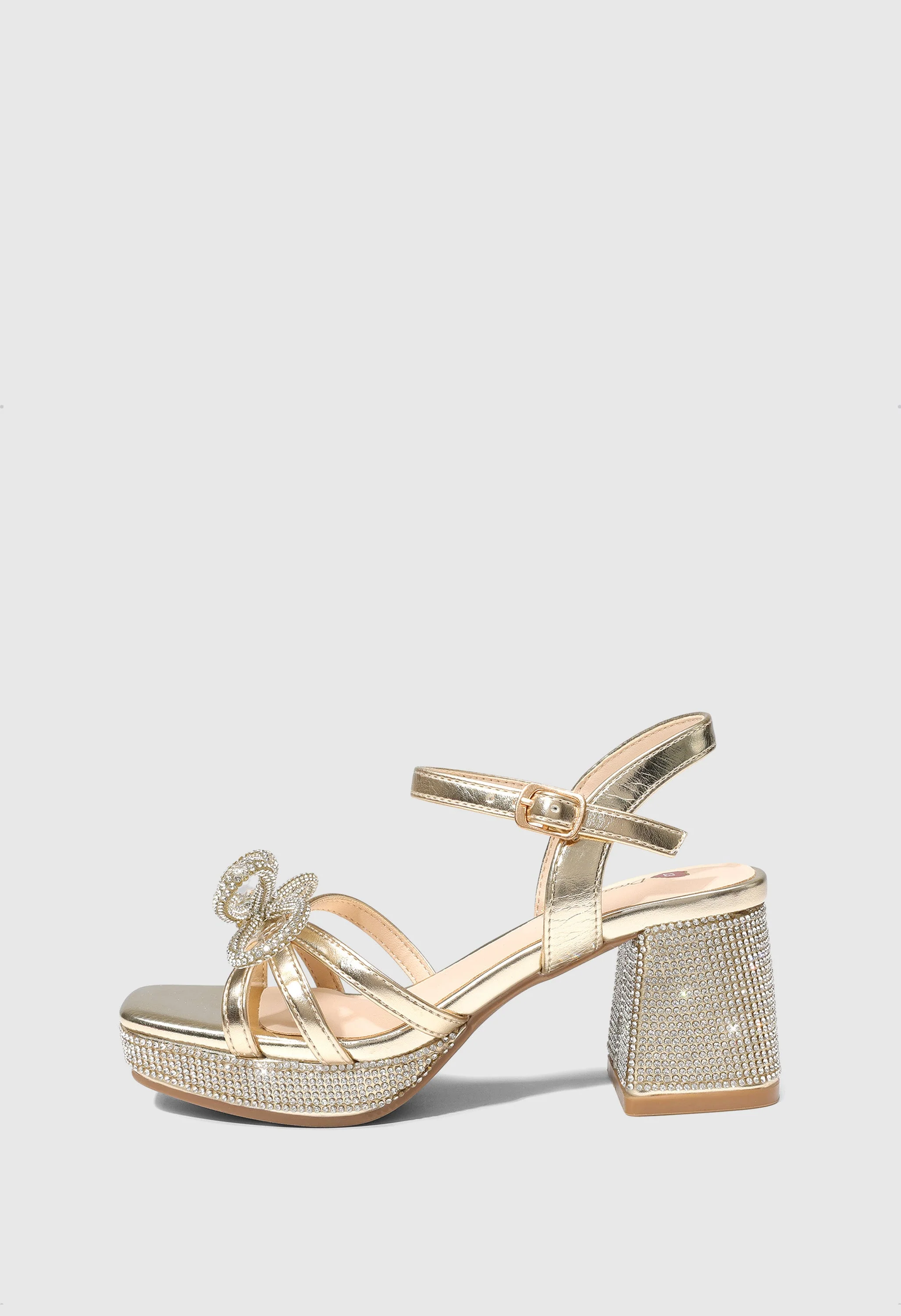 Girls' Bow Flower Open Toe Block Heel Sandals - Image 2