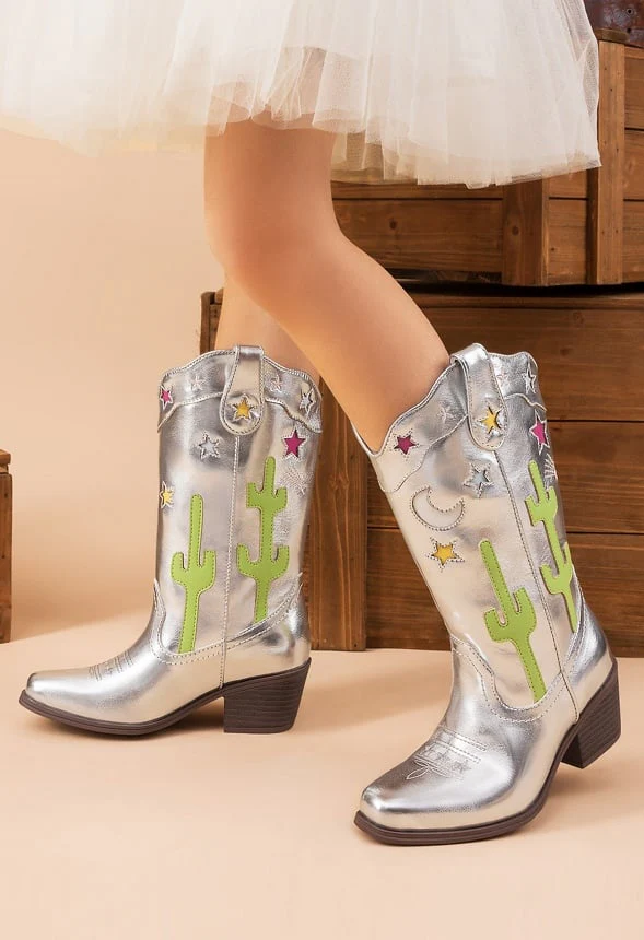 Girls Embroidered Cowgirl Boot - Image 2