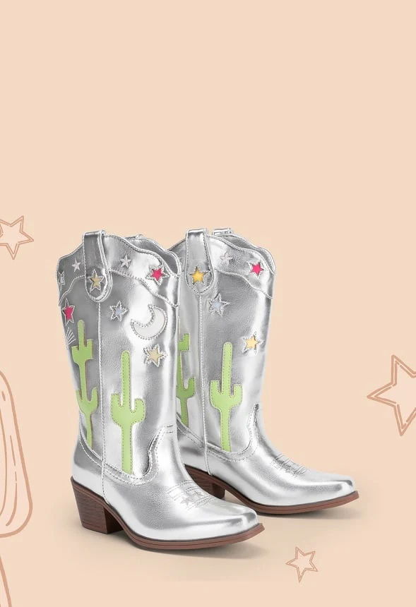 Girls Embroidered Cowgirl Boot - Image 3