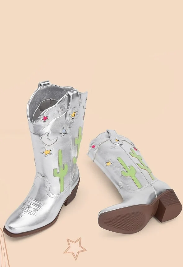 Girls Embroidered Cowgirl Boot - Image 5