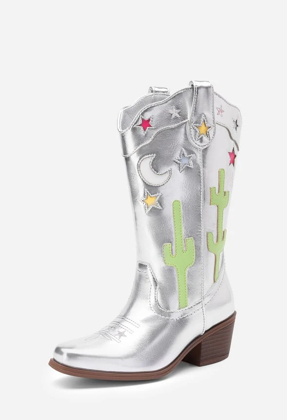 Girls Embroidered Cowgirl Boot - Image 6