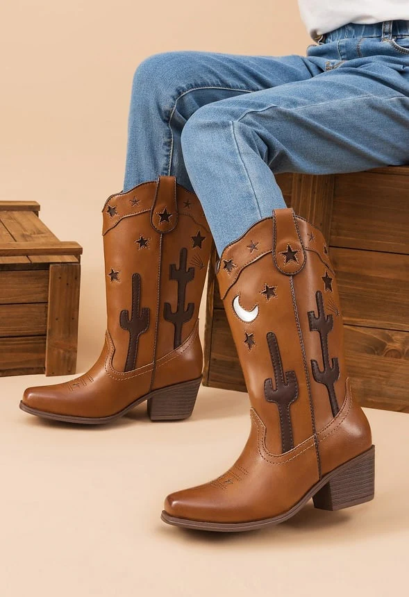 Girls Embroidered Cowgirl Boot - Image 2