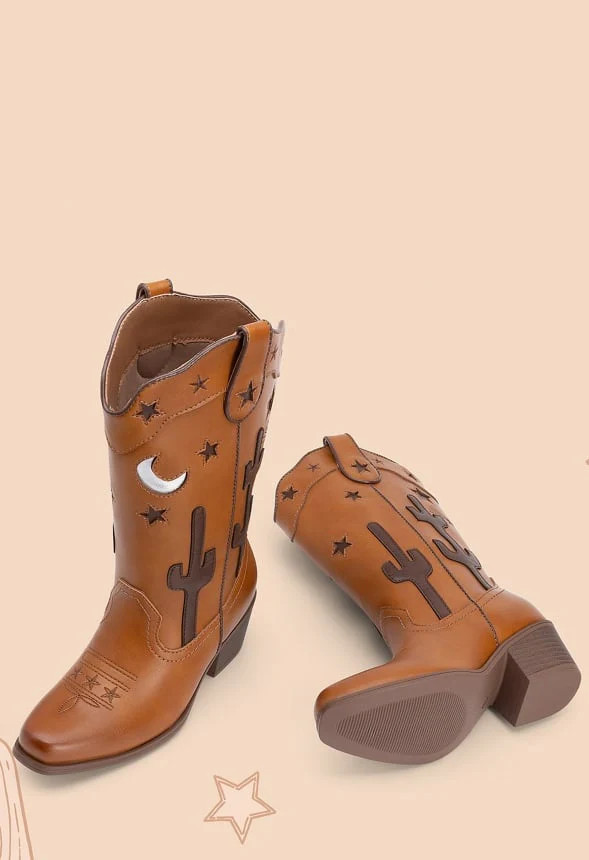 Girls Embroidered Cowgirl Boot - Image 5