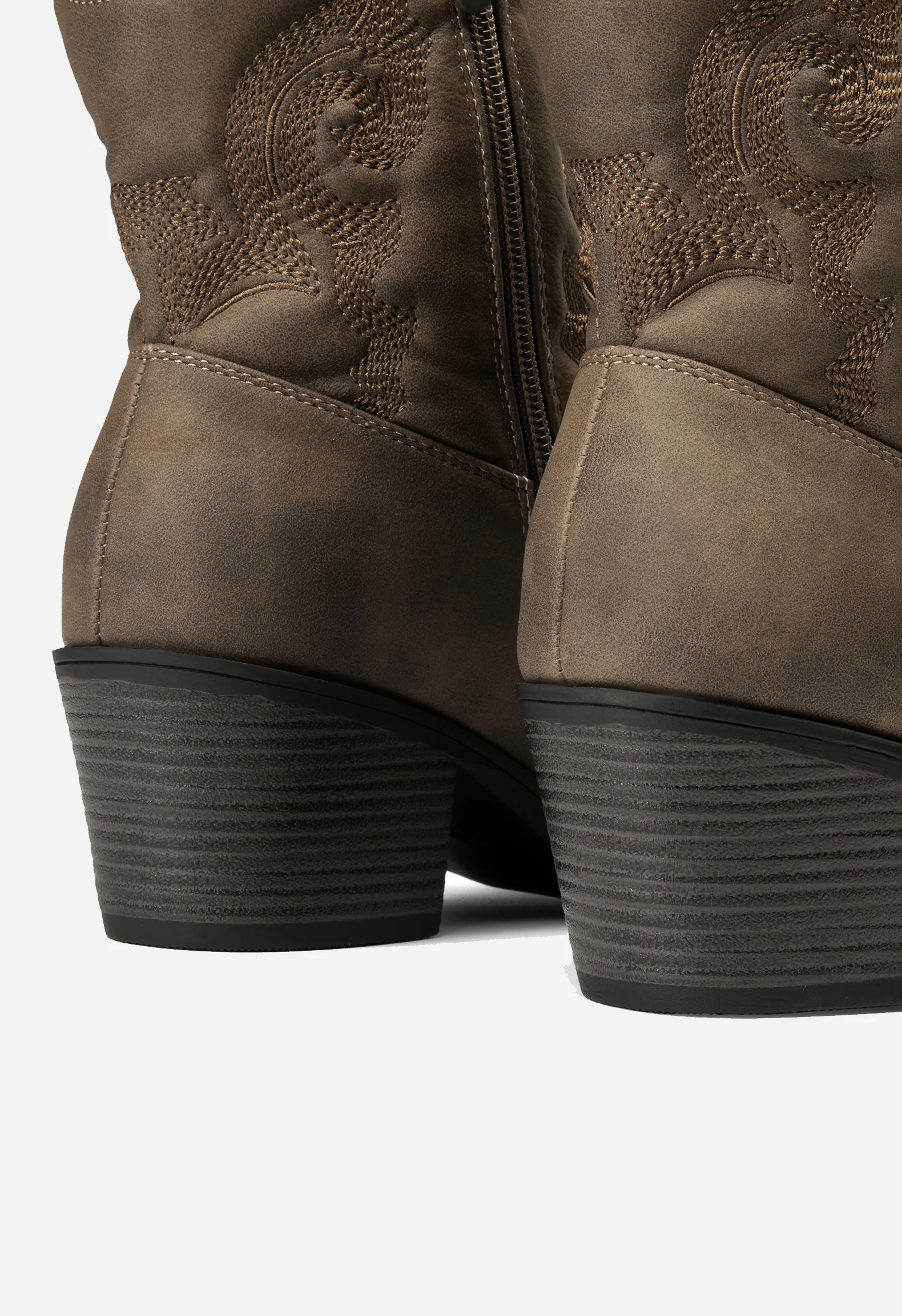 Embroidered Low Heel Cowgirl Boots - Image 2