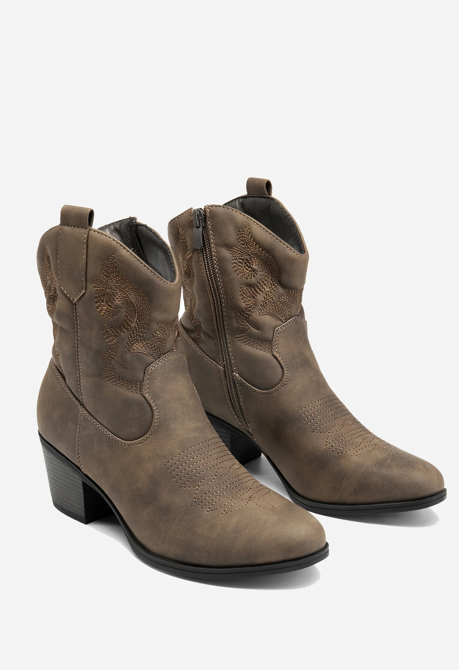 Embroidered Low Heel Cowgirl Boots - Image 3