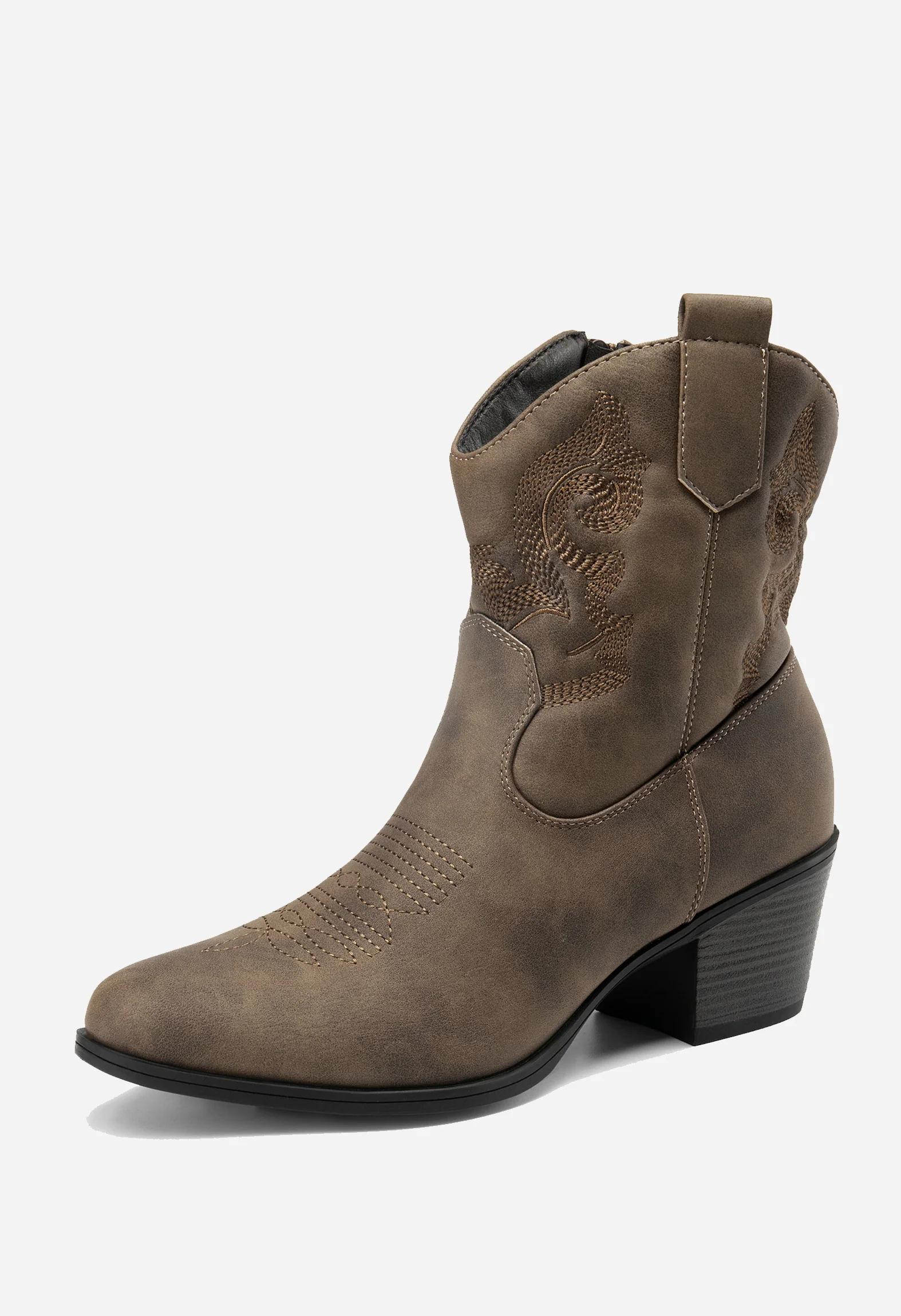 Embroidered Low Heel Cowgirl Boots - Image 4