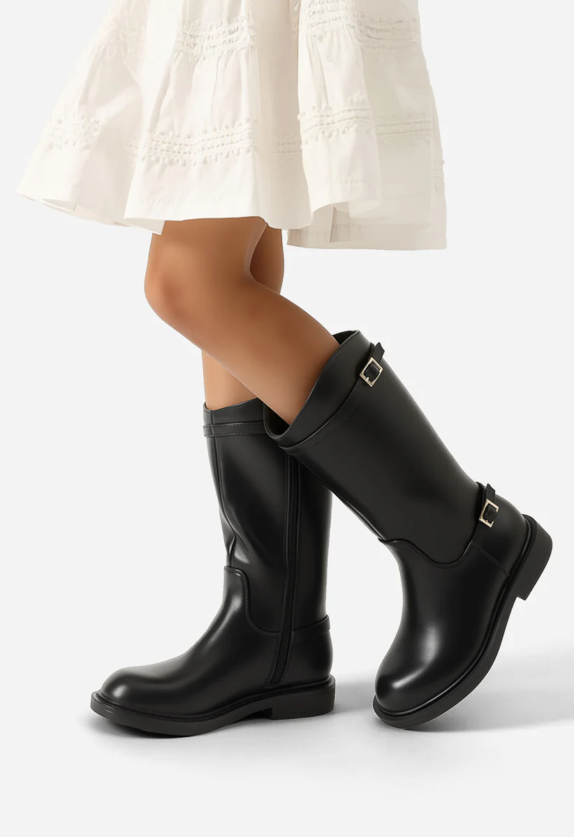 Girls Faux Leather Riding Boots - Image 2