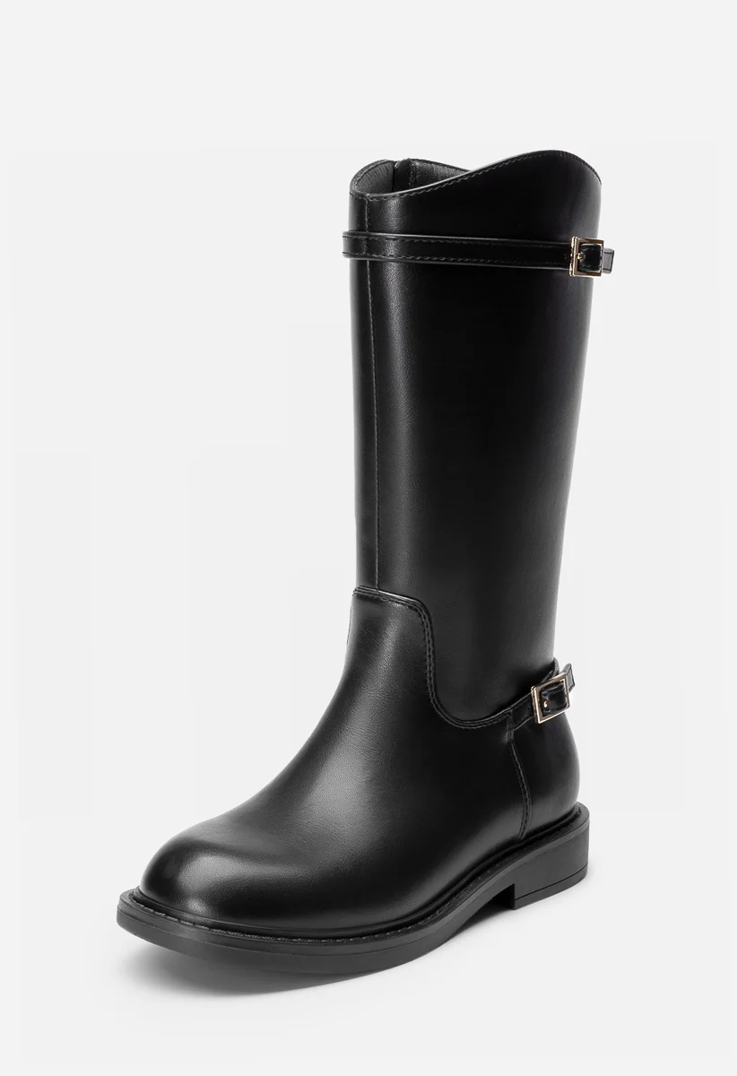 Girls Faux Leather Riding Boots - Image 3