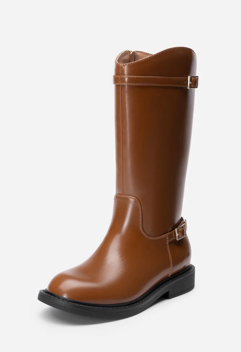 Girls Faux Leather Riding Boots - Image 3