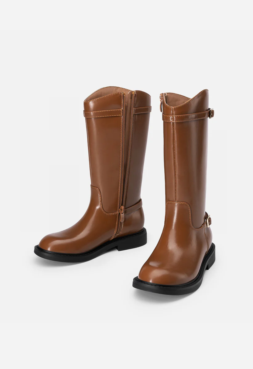 Girls Faux Leather Riding Boots - Image 4