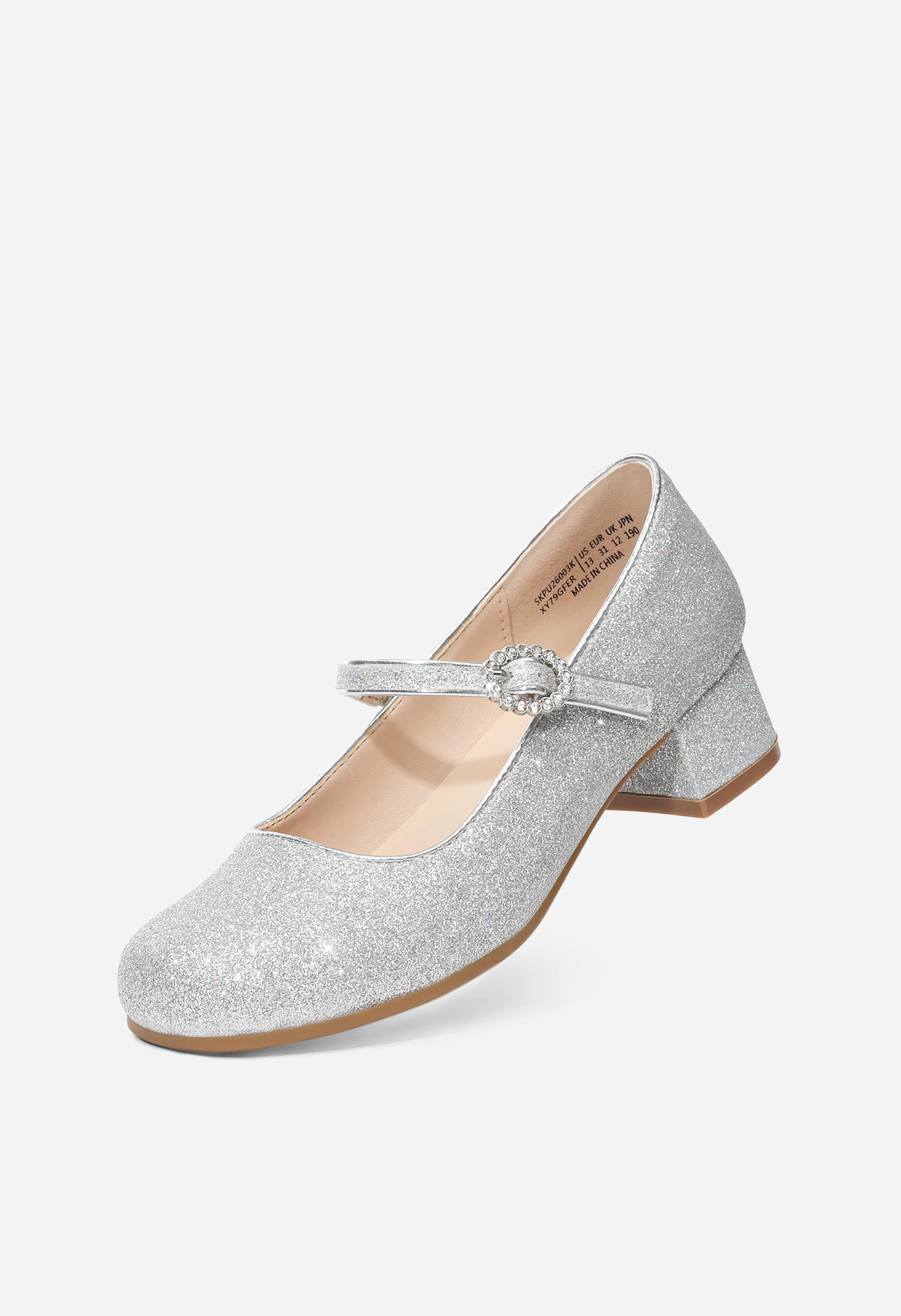 Girls Flower Low Heel Party Dress Shoes - Image 3