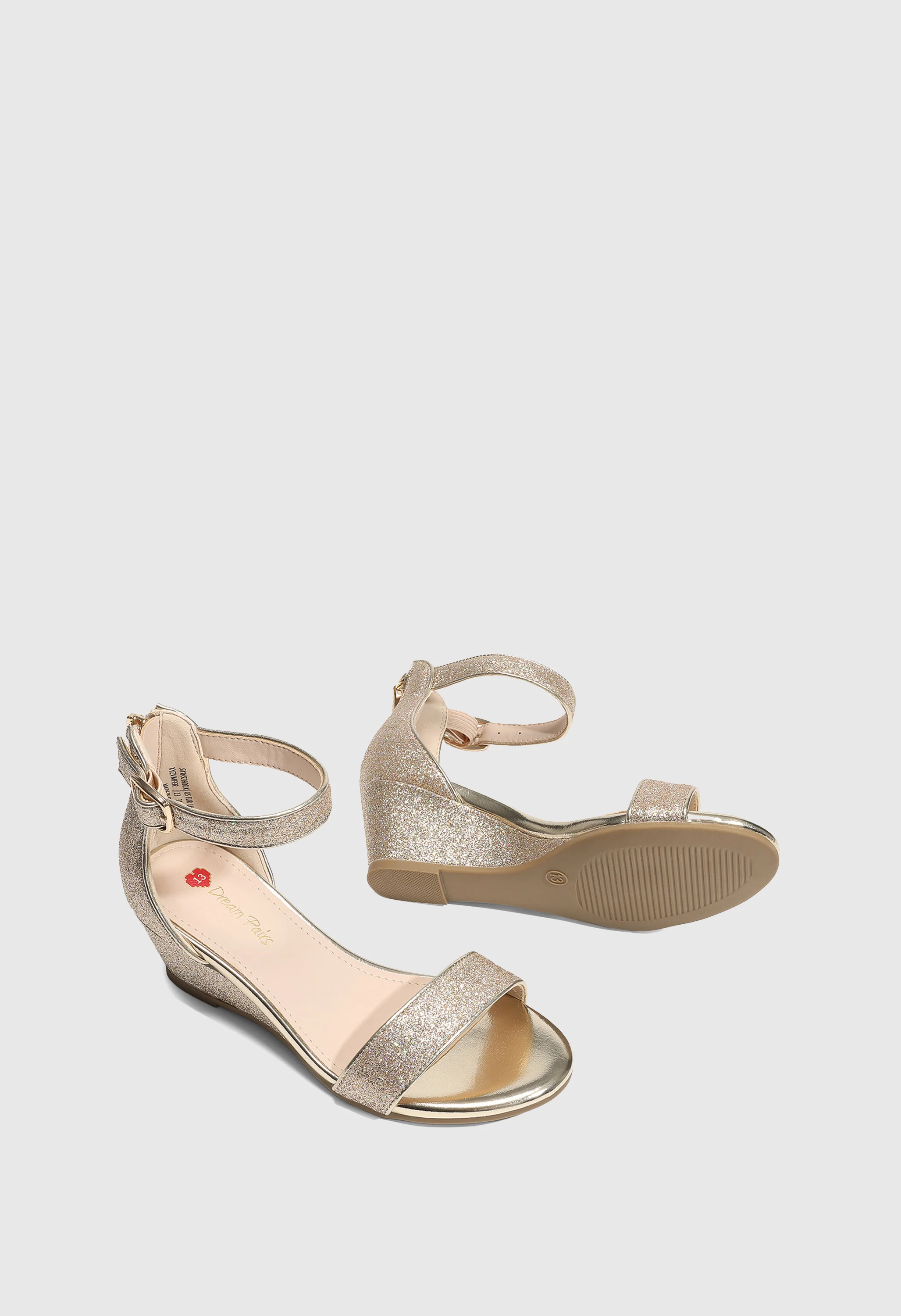Girls' Flower Open Toe Platform Wedge Sandals - Image 2