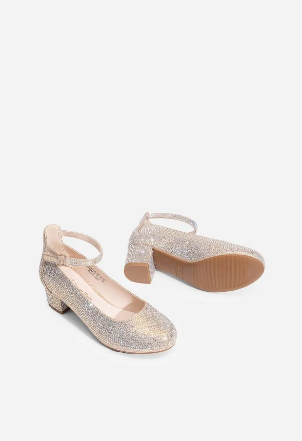 Girls Glitter Block Heel Pump - Image 3
