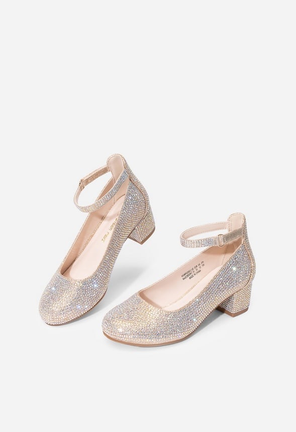 Girls Glitter Block Heel Pump - Image 5