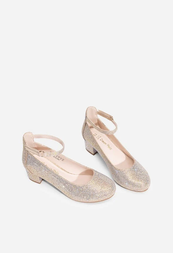 Girls Glitter Block Heel Pump - Image 6