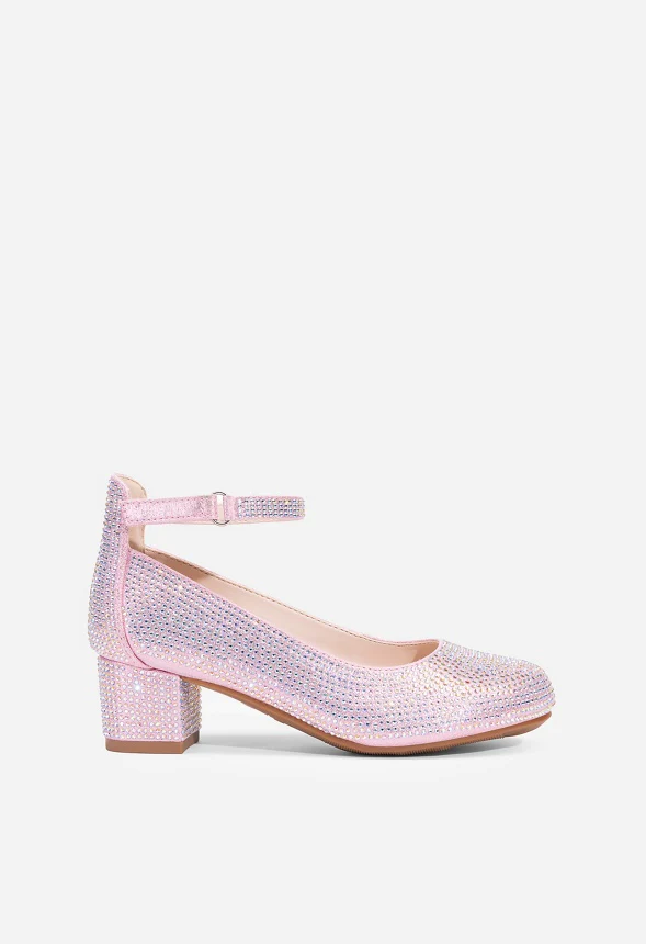 Girls Glitter Block Heel Pump