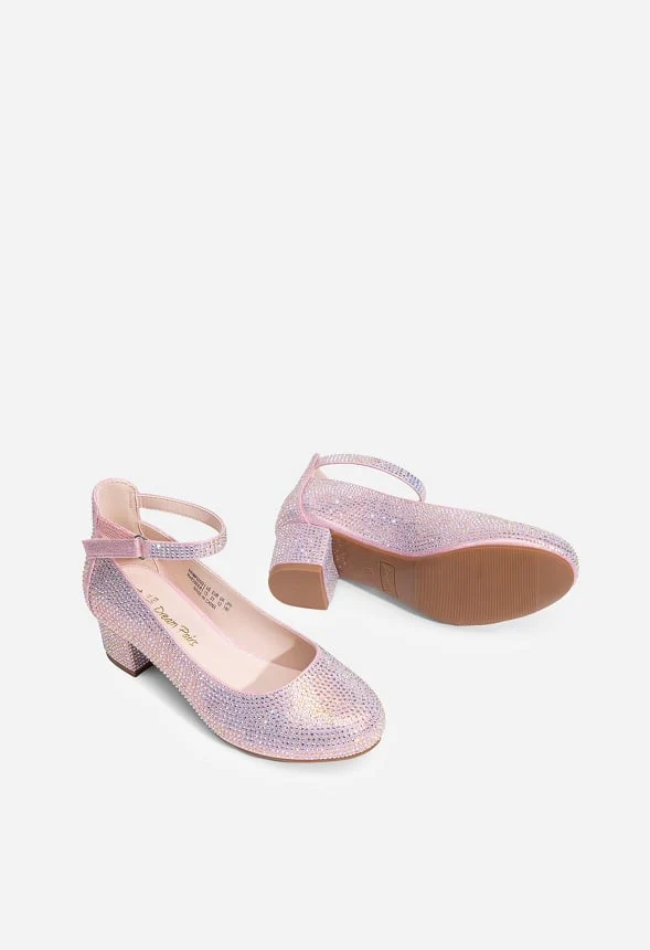 Girls Glitter Block Heel Pump - Image 3
