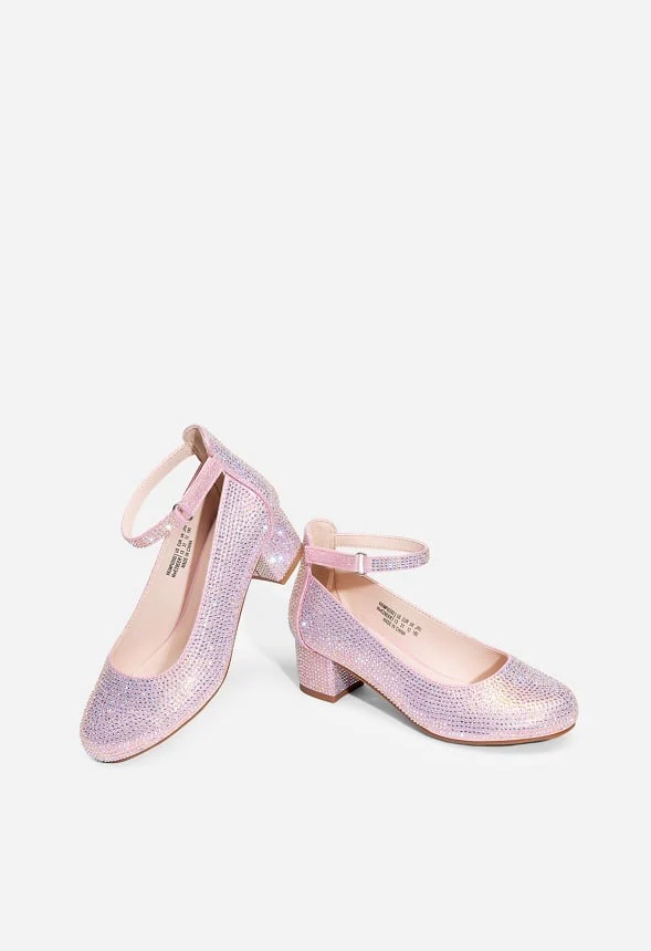 Girls Glitter Block Heel Pump - Image 4