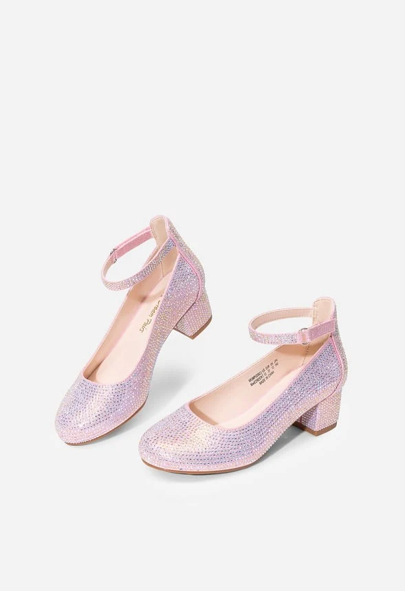 Girls Glitter Block Heel Pump - Image 5
