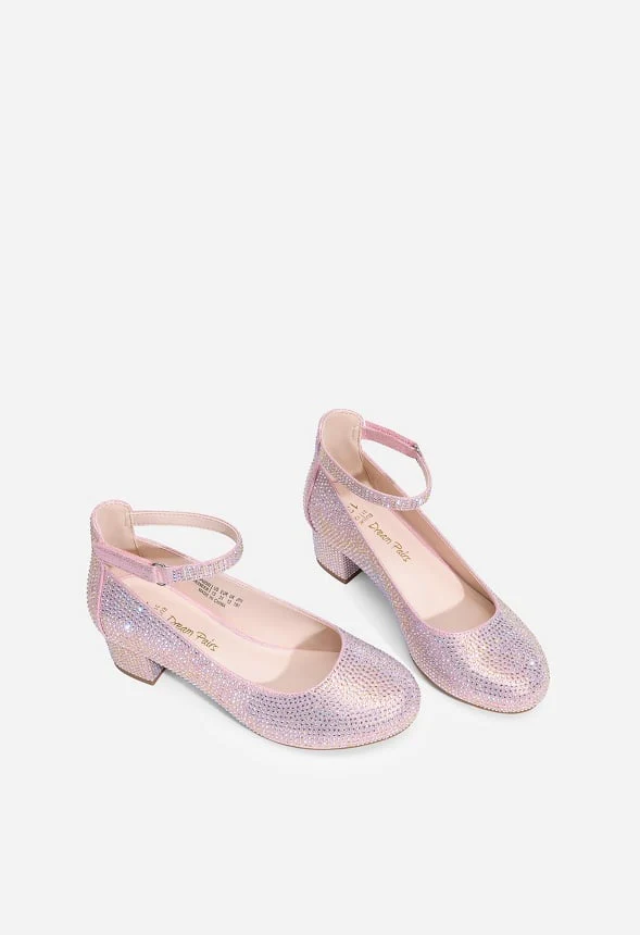 Girls Glitter Block Heel Pump - Image 6