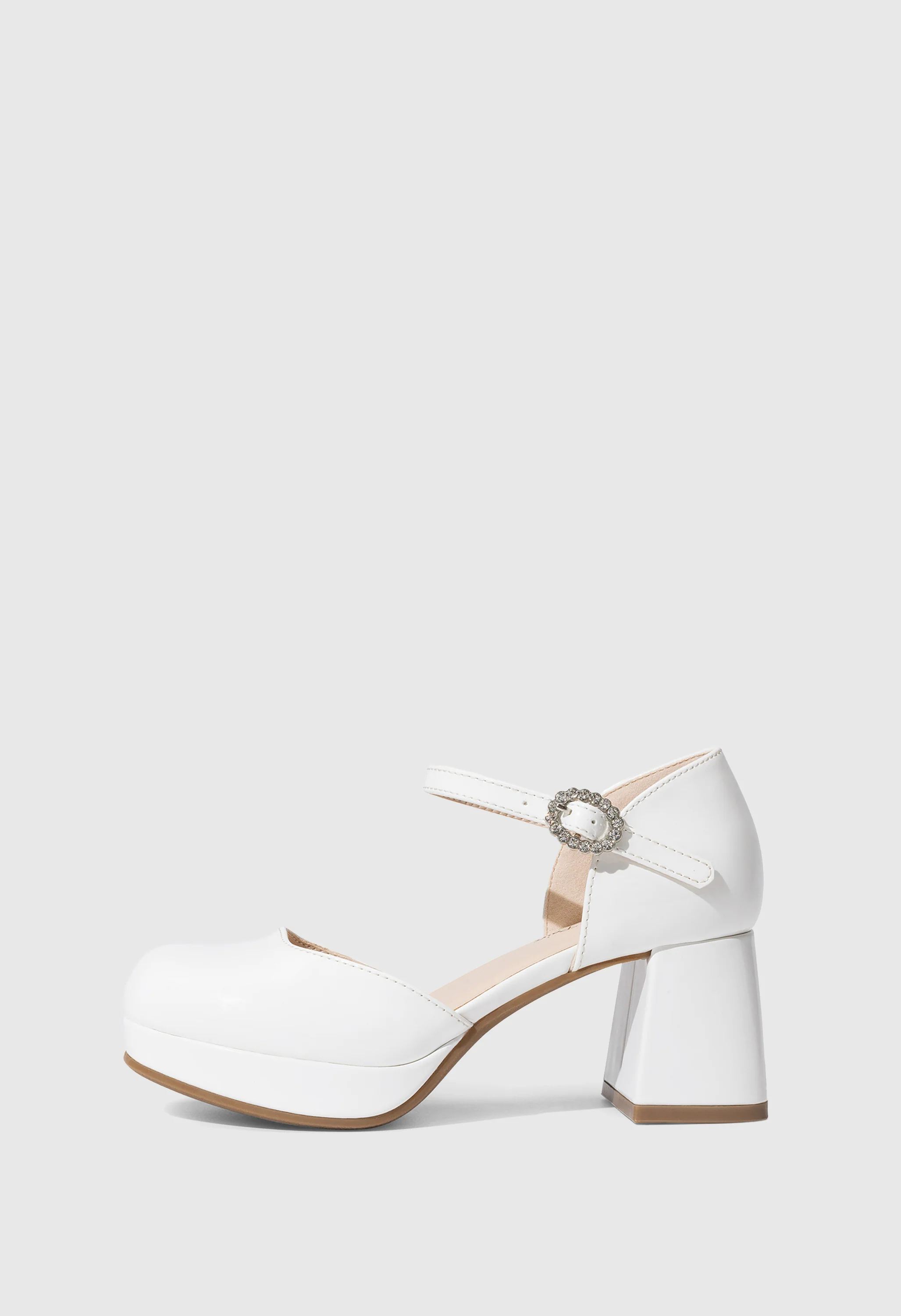 Girls' Square Toe Platform Heel Pumps with Ankle Strap - Image 2