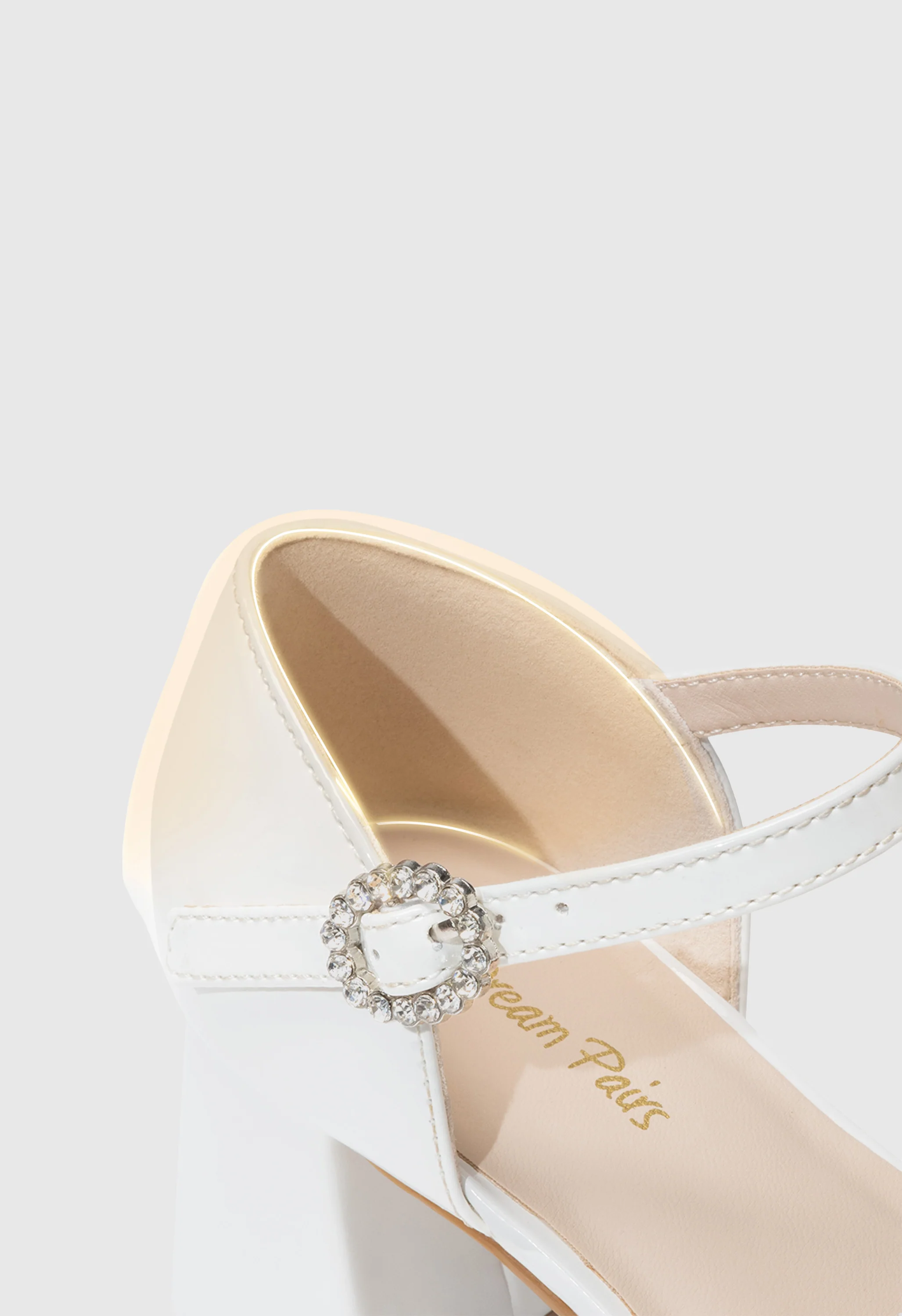 Girls' Square Toe Platform Heel Pumps with Ankle Strap - Image 3