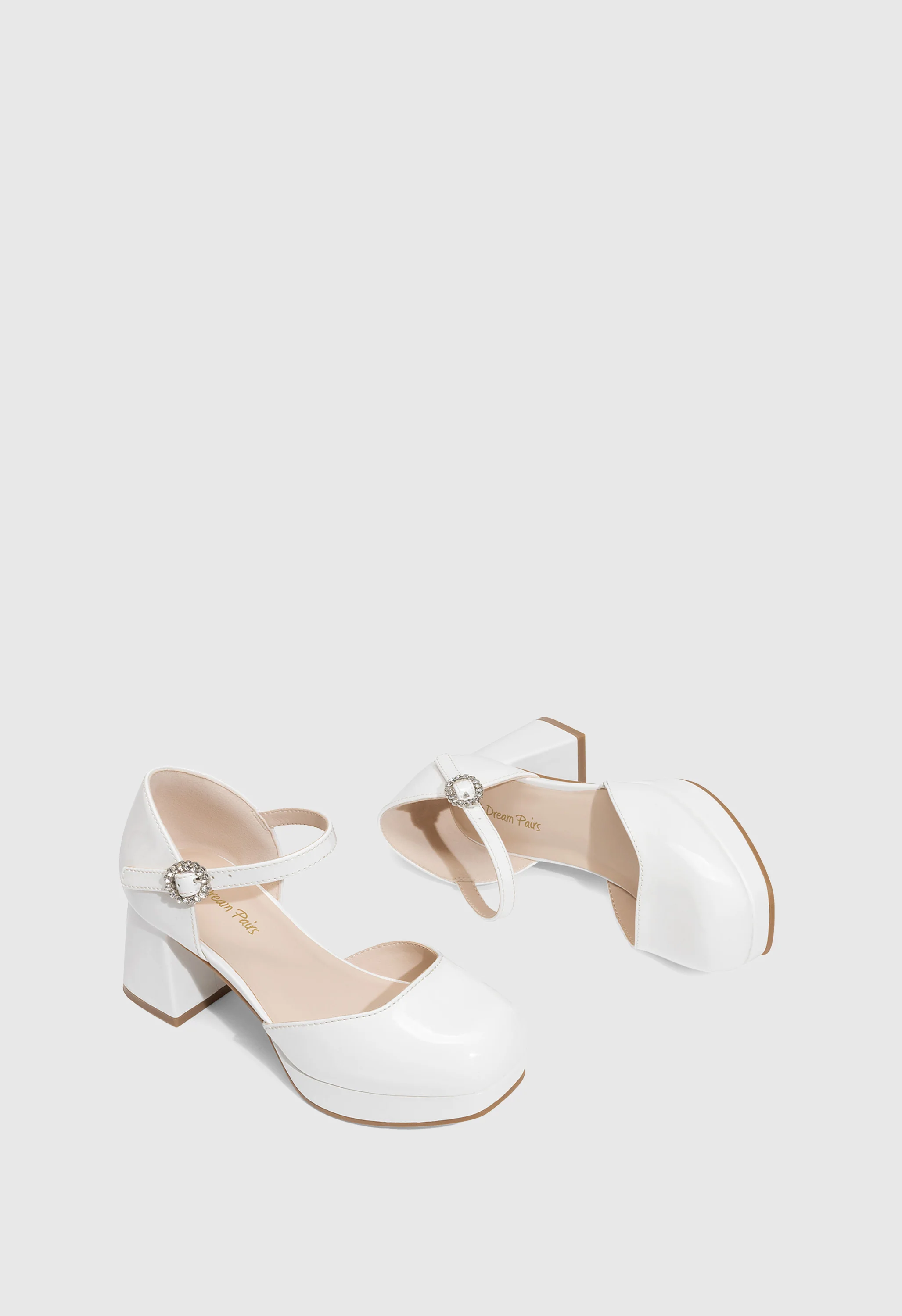 Girls' Square Toe Platform Heel Pumps with Ankle Strap - Image 4