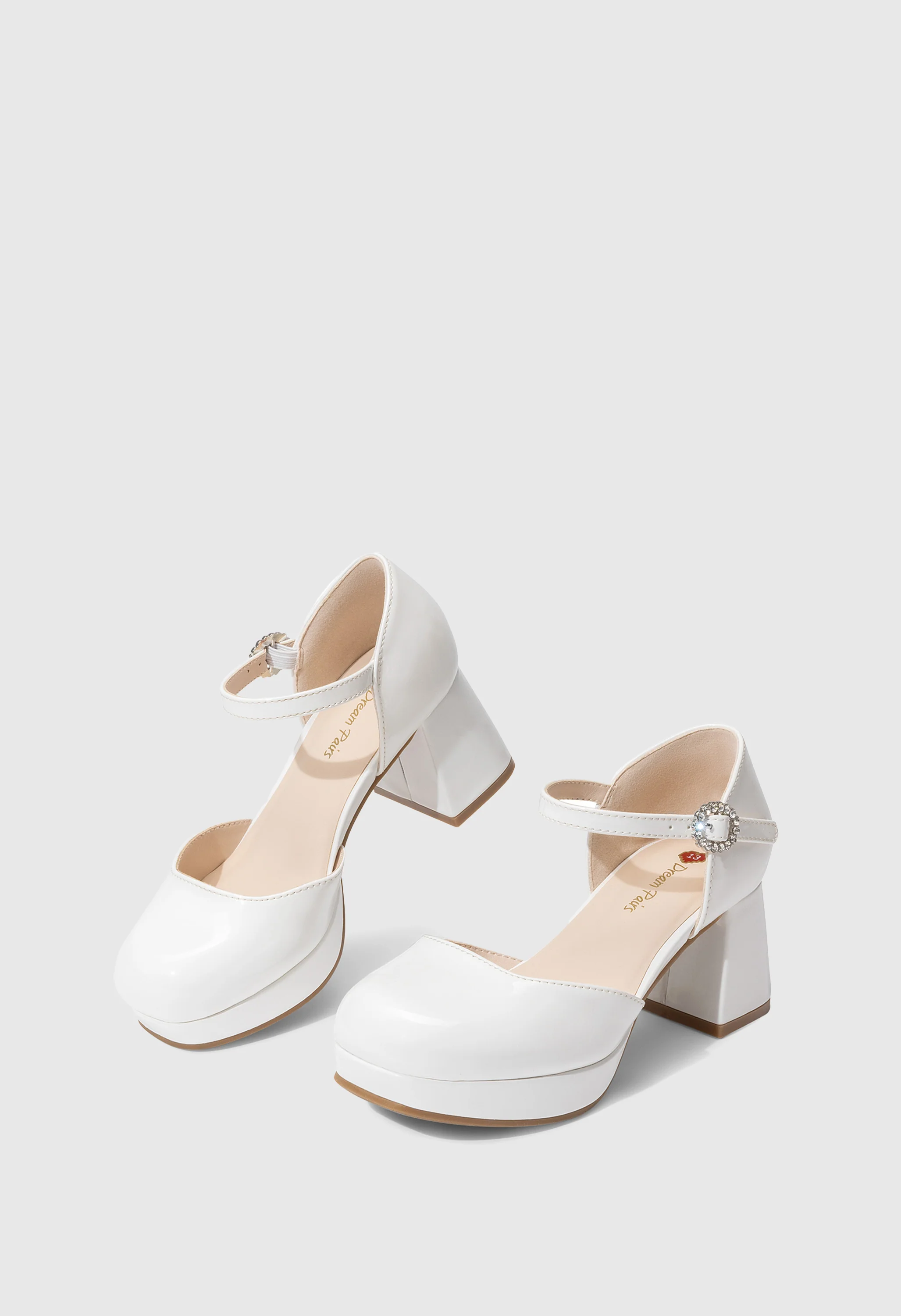 Girls' Square Toe Platform Heel Pumps with Ankle Strap - Image 5
