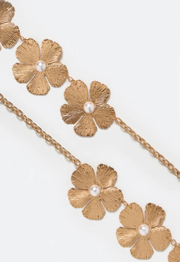 Haley Textured Flowers Chain Belt - Image 3