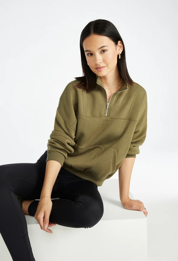 Half Zip Boyfriend Sweatshirt - Image 3