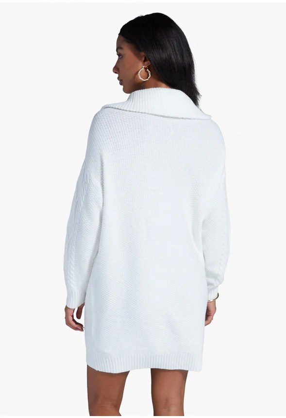Half Zip Cable Sweater Dress - Image 2