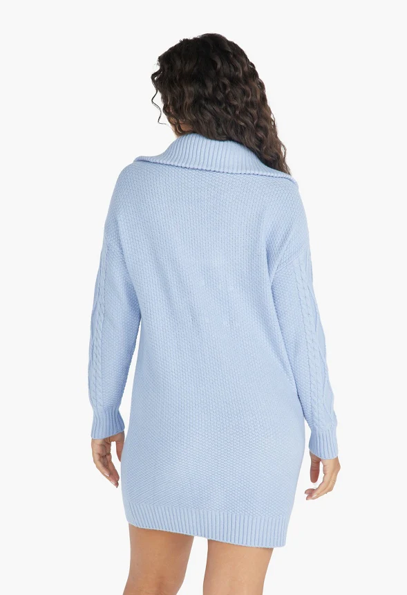 Half Zip Cable Sweater Dress - Image 6