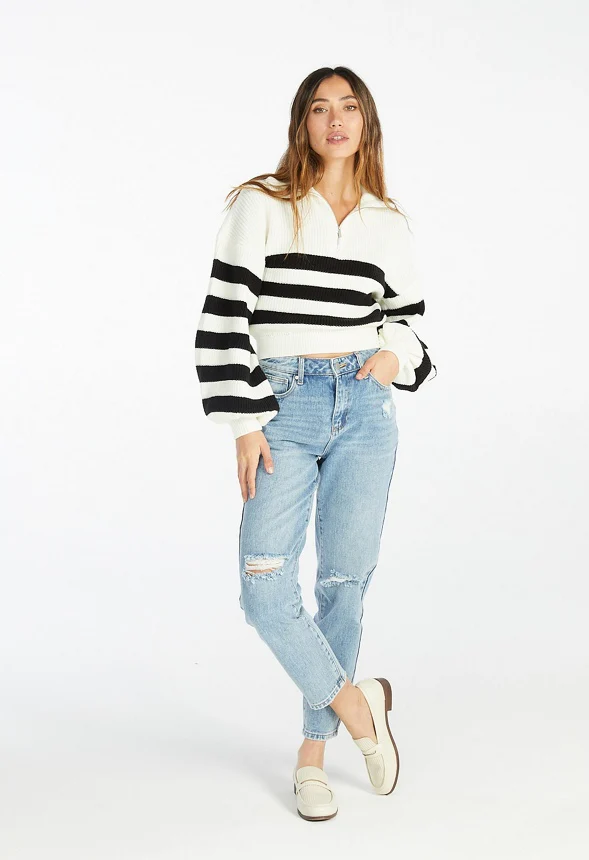 Half Zip Stripe Sweater - Image 2
