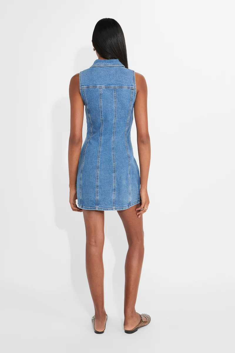 Halter Denim Mini Dress - Image 4