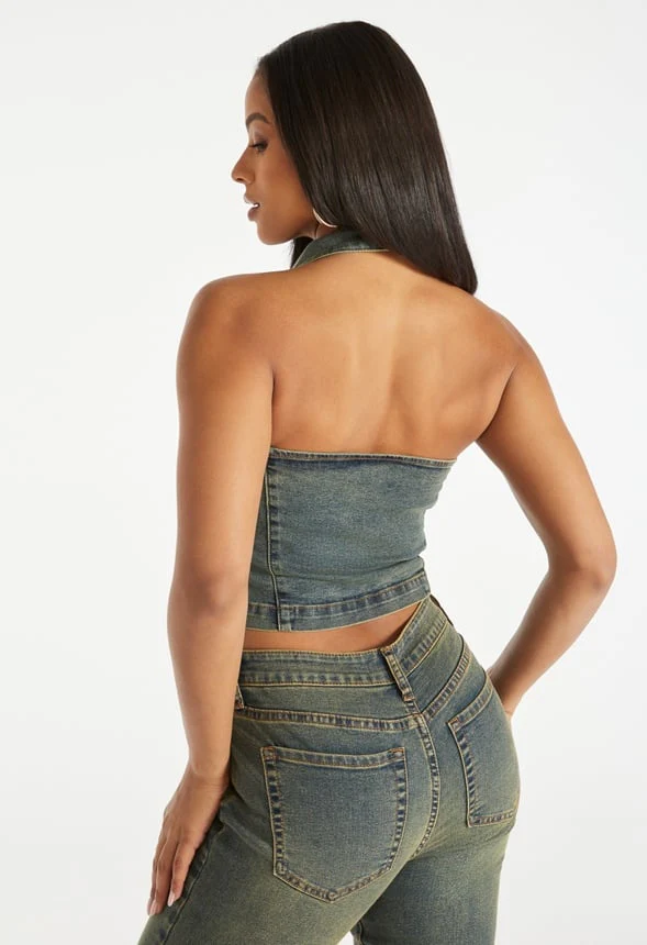 Denim Halter Vest - Image 2