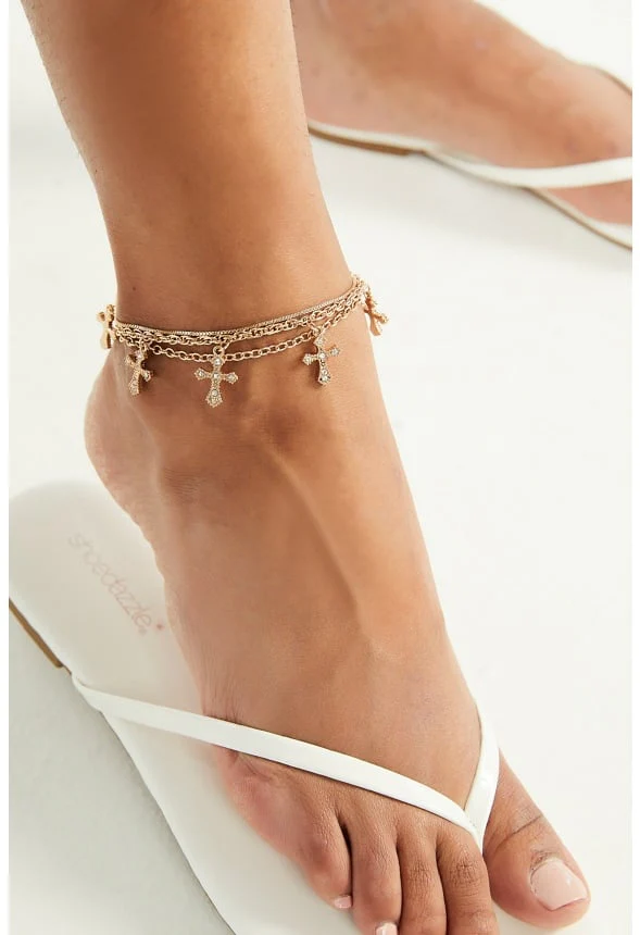 Hana Rhinestone Chain Anklet - Image 4
