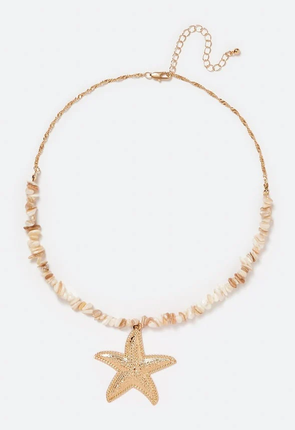 Hana Shell Chippings Necklace With Starfish Drop - Image 2