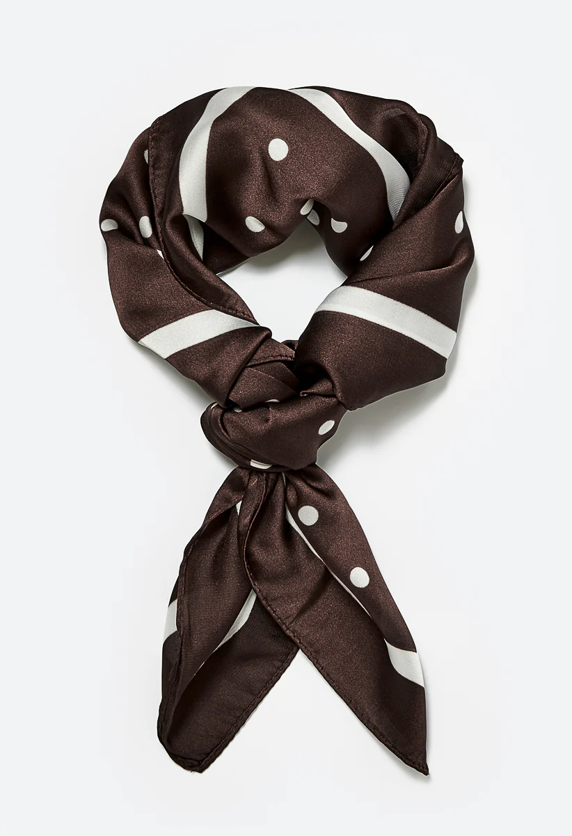 Hana Spot Print Silk Like Square Scarf