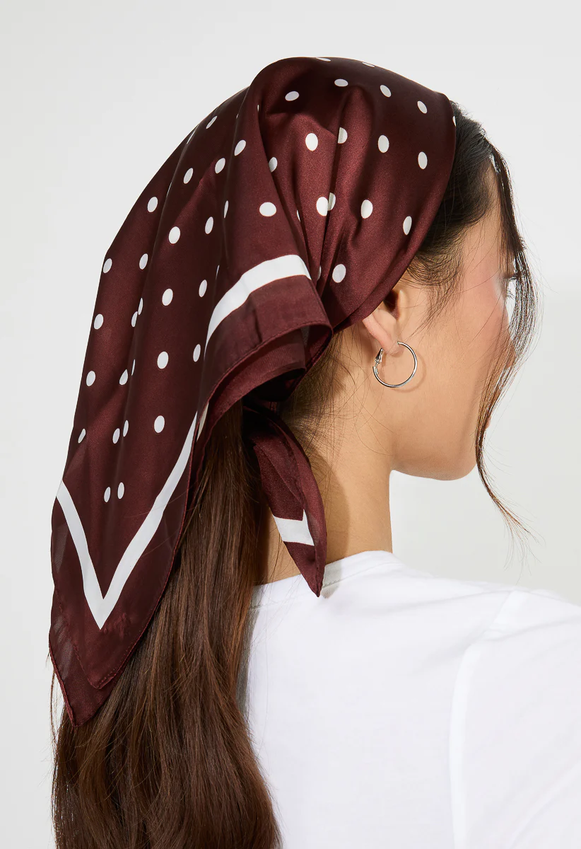 Hana Spot Print Silk Like Square Scarf - Image 2