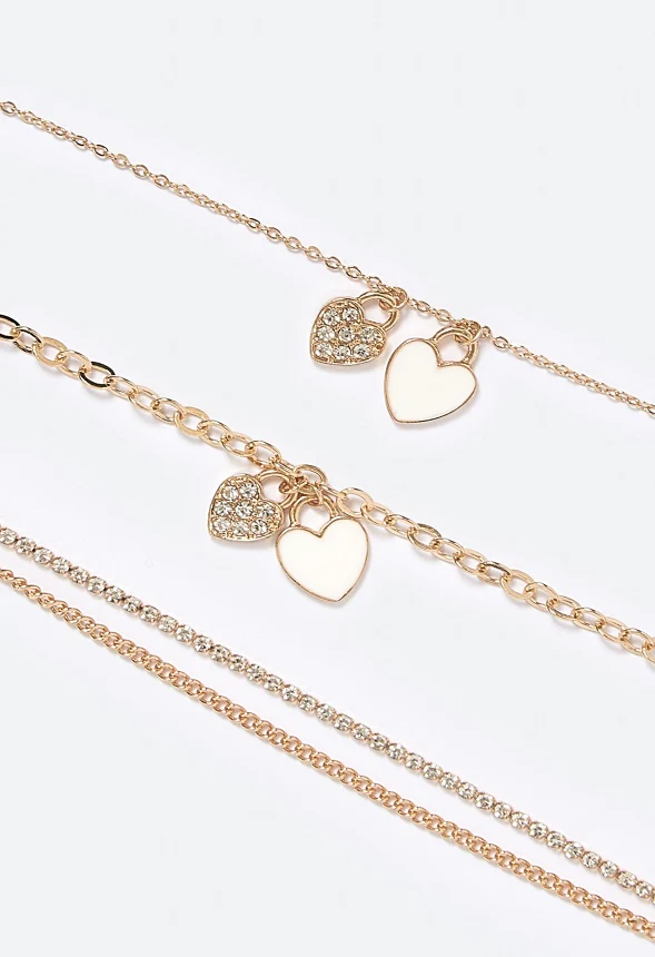 Hava Enamel Heart Necklace And Bracelet Set - Image 3