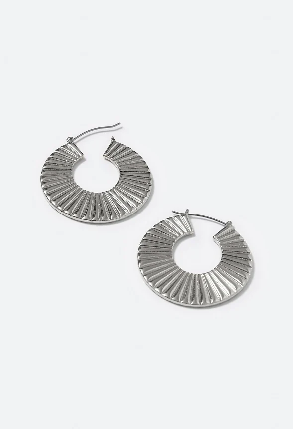 Heidi Clean Lines Ridged Hoop - Image 2