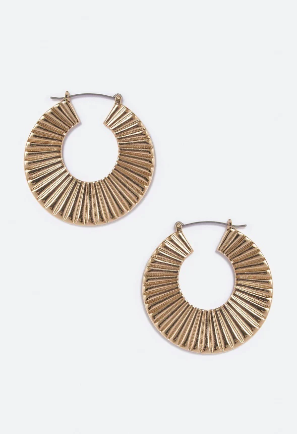Heidi Clean Lines Ridged Hoop - Image 2
