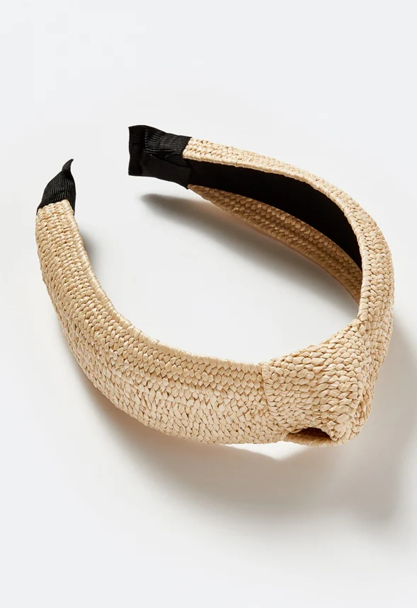 Heidi Woven Raffia Alice Band With Knot - Image 2