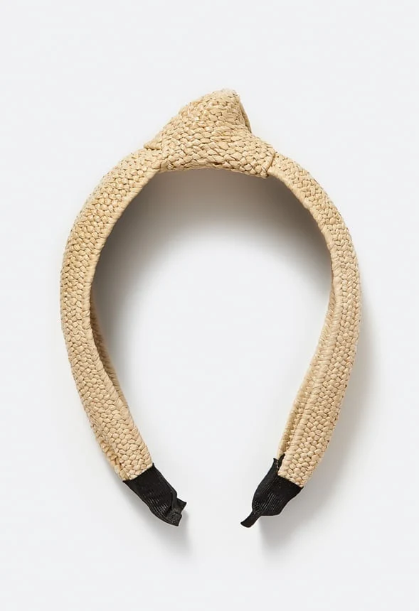 Heidi Woven Raffia Alice Band With Knot - Image 3