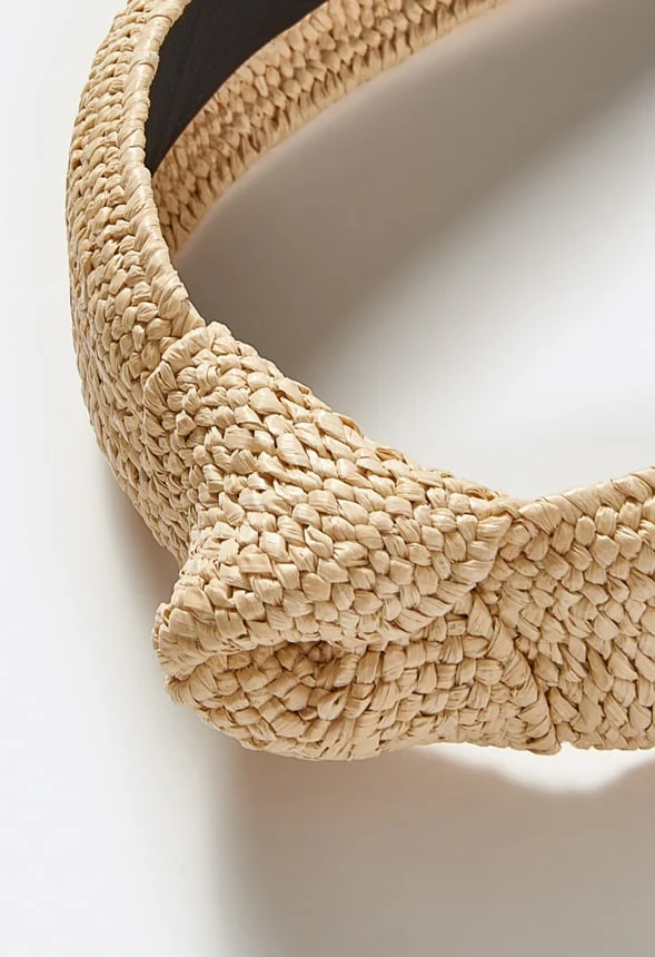 Heidi Woven Raffia Alice Band With Knot - Image 4