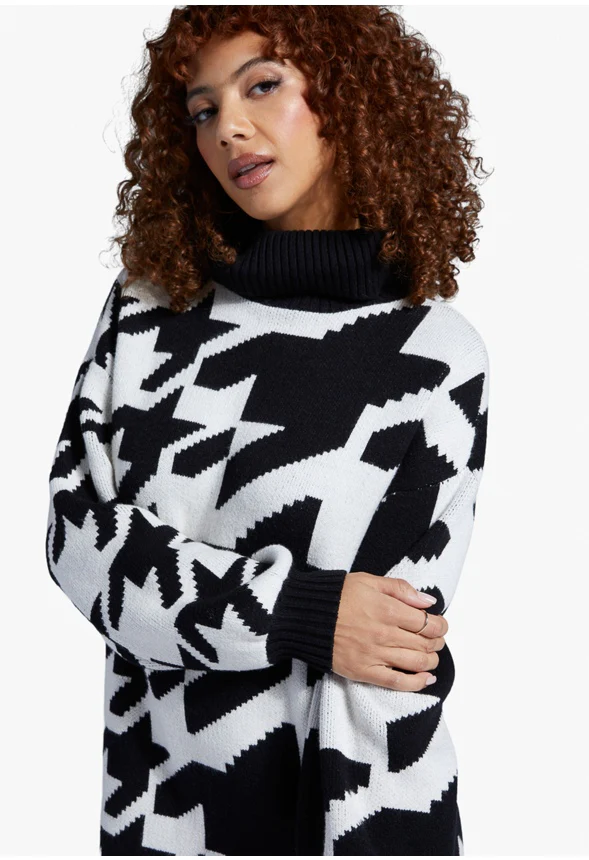 Hi Low Jacquard Sweater Dress - Image 3