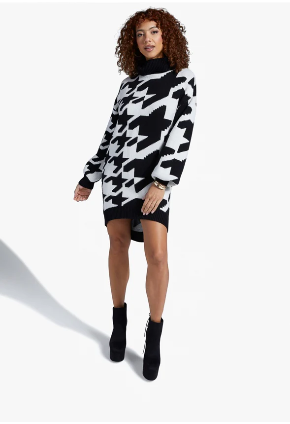 Hi Low Jacquard Sweater Dress - Image 4